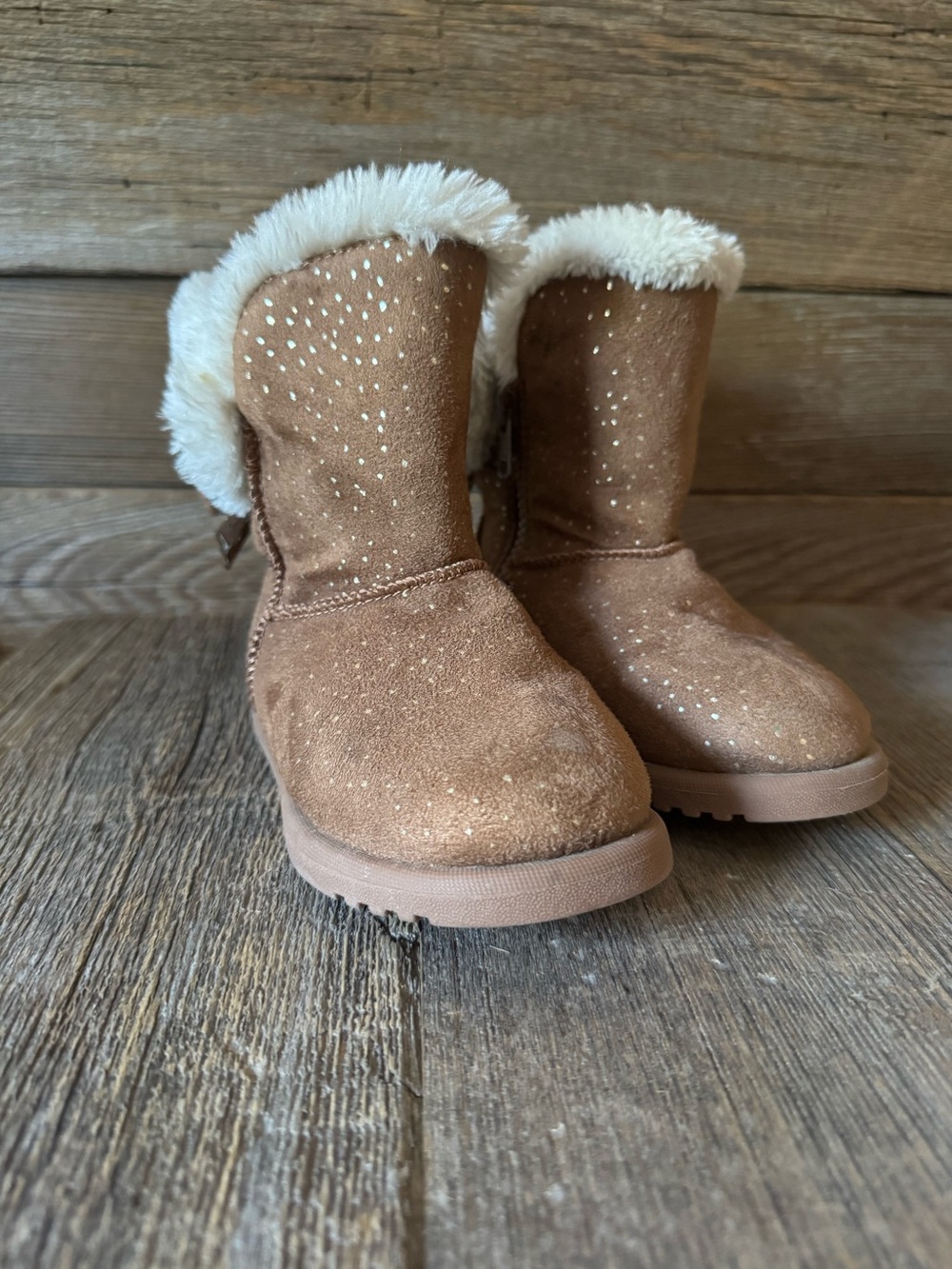 Jumping Beans Brown speckled kids faux-suede boots